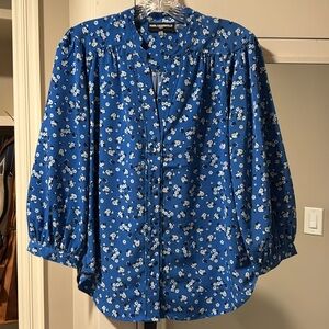 Blue floral blouse